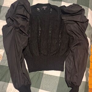 Beulah Black Sweater with Statement Sleeves